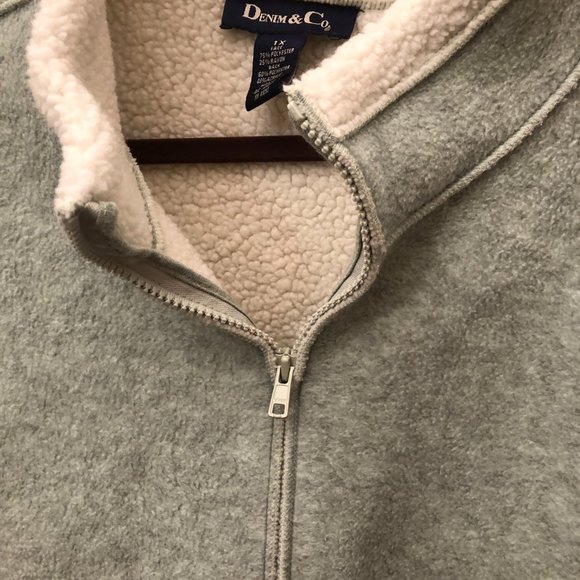 DENIM & CO Mint Green Fleece Jacket Coat, 1X - Picture 7 of 13